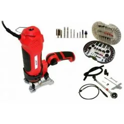 Varan Motors - DMX-550A-ACC Outil Scie Twist Saw Multifonctions 550W + Kit 286 Accessoires - Rouge