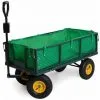 Varan Motors - TC1840A Chariot De Jardin, Remorque à Main, Avec Bâche, Cotés Amovibles, Max 350Kg - Vert