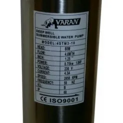 Varan Motors - 4STM3-10 Pompe à Eau Immergée Pour Puits Profonds Et Forage, 4m³/h - 80m, 750Watt - Gris -VARAN MOTORS Soldes Magasin 138842 3