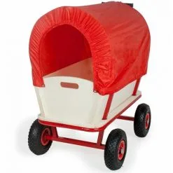 Varan Motors - TC1812M Chariot Wagon Pour Enfant, Chariot De Transport En Bois Avec Bâche, Charge 180Kg Max. - Rouge -VARAN MOTORS Soldes Magasin 325026 4